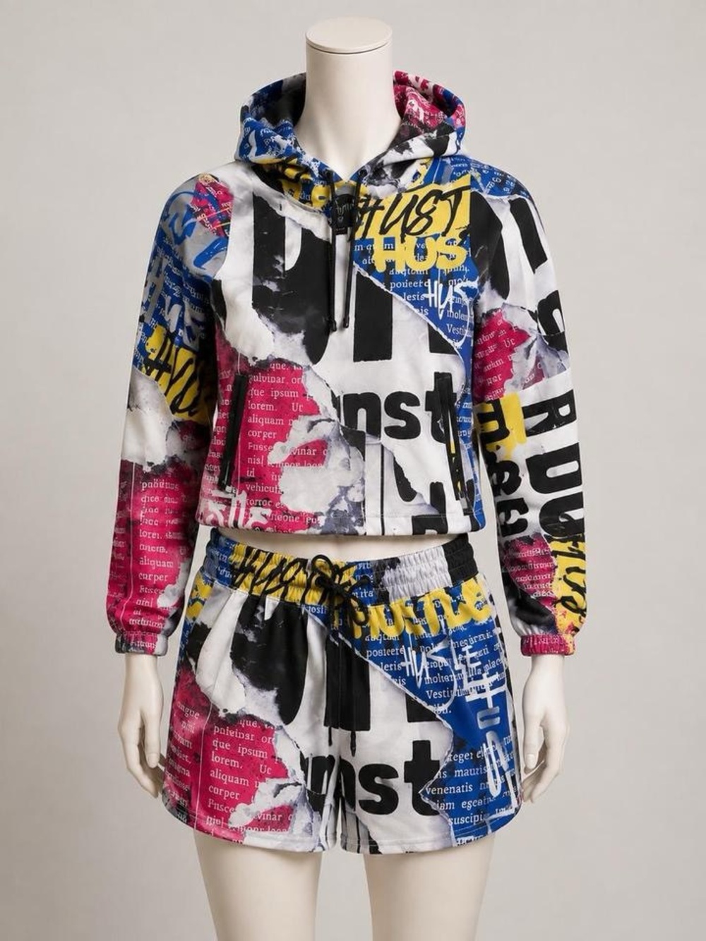 Women's Multi-Color Graphic Zip Hoodie set